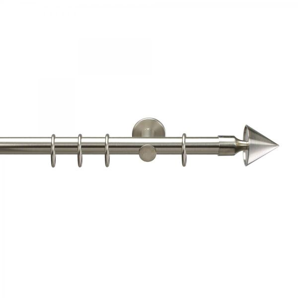 Bella Casa Gardinenstange, Stilgarnitur, Komplettgarnitur - Drehfix Kegel ø 20 mm, 160 cm edelstahl-optik