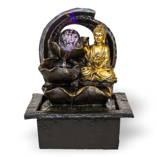 Lemodo Zimmerbrunnen Buddha mit rotierender Kugel