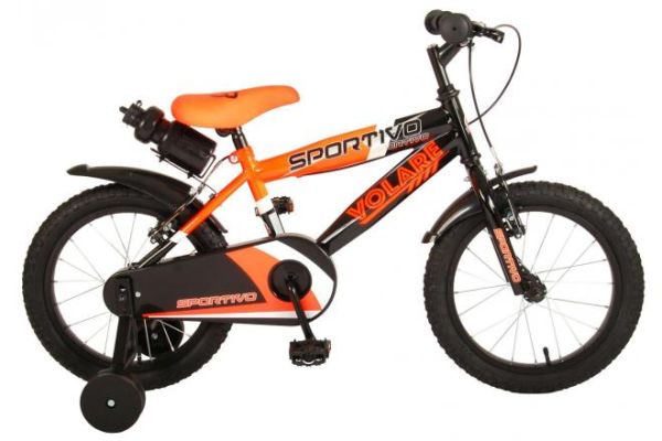 Volare Sportivo Kinderfahrrad - Jungen - 16 Zoll - Neon Orange Schwarz - 95% zusammengebaut