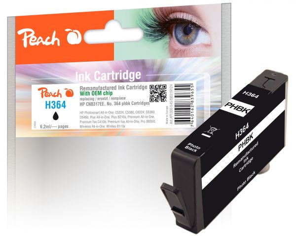 Peach Tintenpatrone mit Chip, foto schwarz kompatibel zu HP No. 364, CB317EE