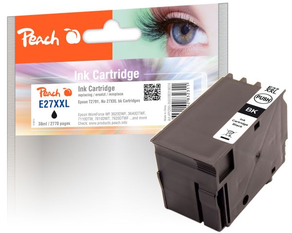 Peach Tintenpatrone schwarz kompatibel zu Epson T2791, No. 27XXL