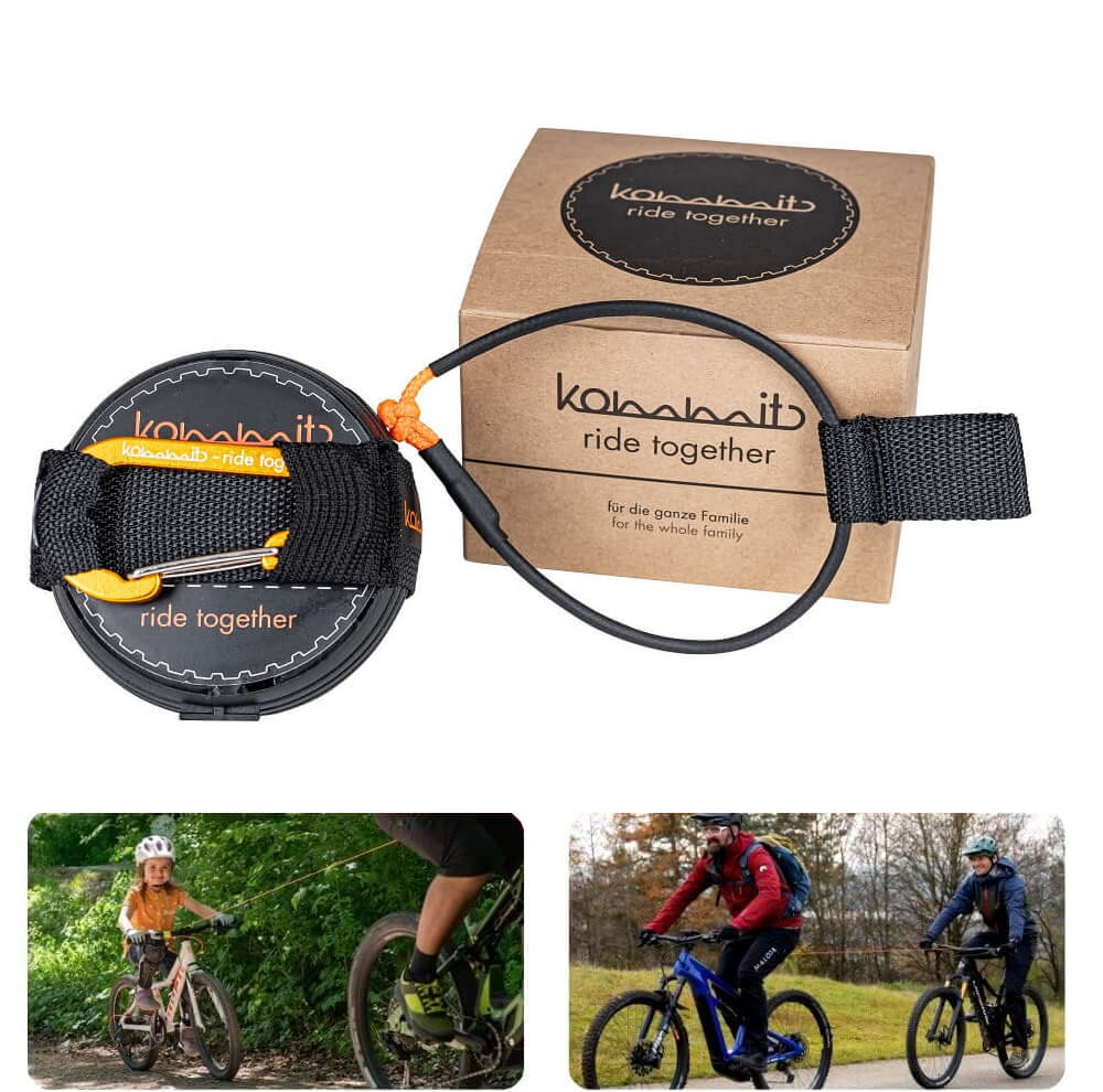 kommit® Zugsystem für Fahrräder und E-Bikes Seilsystem Seilzugsystem  Fahrradleine Abschleppleine, perfekt zur Unterstützung für Kinder