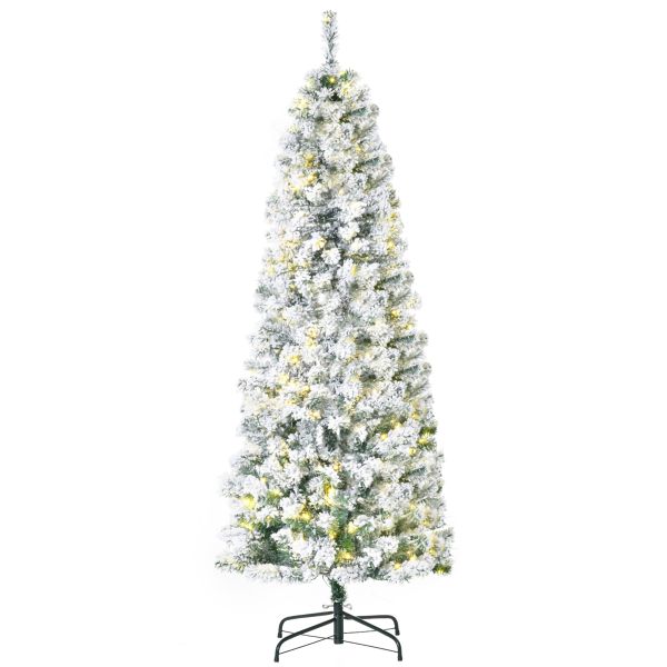 HOMCOM künstlicher Weihnachtsbaum mit LED-Leuchten Christbaum Tannenbaum PVC Metall Grün+Weiß Ø60 x