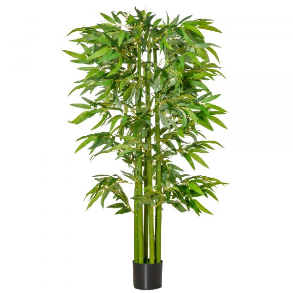 HOMCOM künstliche Pflanzen groß 160 cm Bambus Kunstpflanze Zimmerpflanze Büropflanze Kunststofftopf