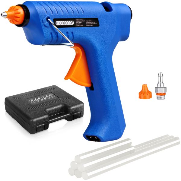 Deuba® Heißklebepistole kabellos inkl Koffer 6 Sticks blau / orange / schwarz
