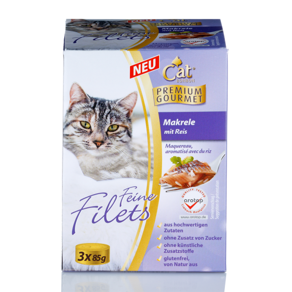 Cat Bonbon Feine Filets, Makrele mit Reis, 3 x 85 gr.