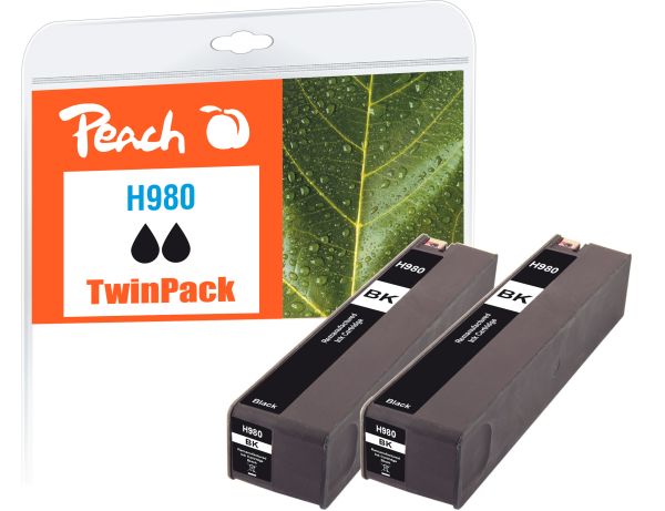 Peach 2 x Tintenpatrone schwarz ersetzt HP No. 980 bk*2