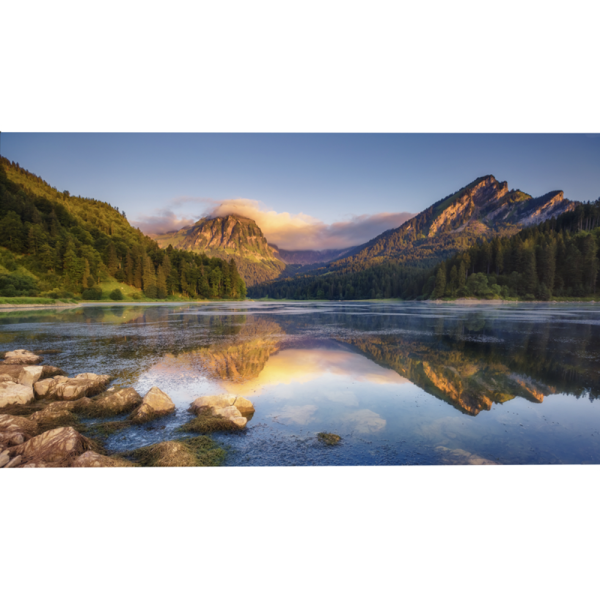 Foto-Seitenmarkise, doppelseitig mit Fotodruck - See mit Bergen 1,6x3m