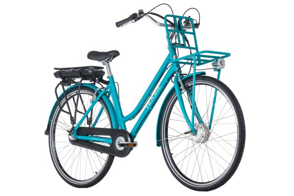 Alu E-City-Bike Damen 28'' Cantaloupe blau Frontmotor 36 V/10,4 Ah 3 Gänge