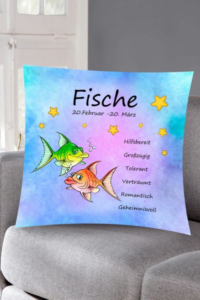 Bella Casa Sternzeichen-Kissen, ca. 35 x 35 cm, Fische
