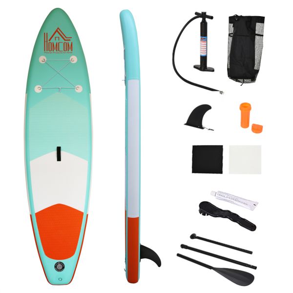 Aufblasbares Surfbrett Surfboard Stand Up Board mit Paddel PVC Grün
