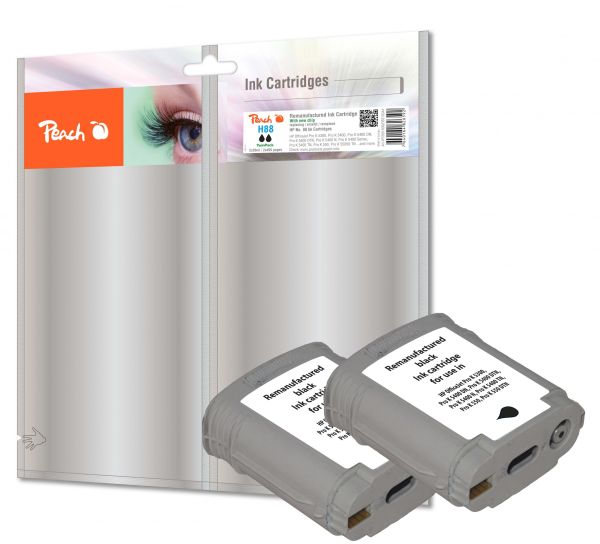Peach Doppelpack Tintenpatrone schwarz kompatibel zu HP No. 88, C9385AE