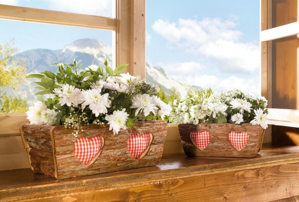 HomeLiving Pflanz-Kasten "Rinde", 2er Set bepflanzen Garten Terrasse Balkon