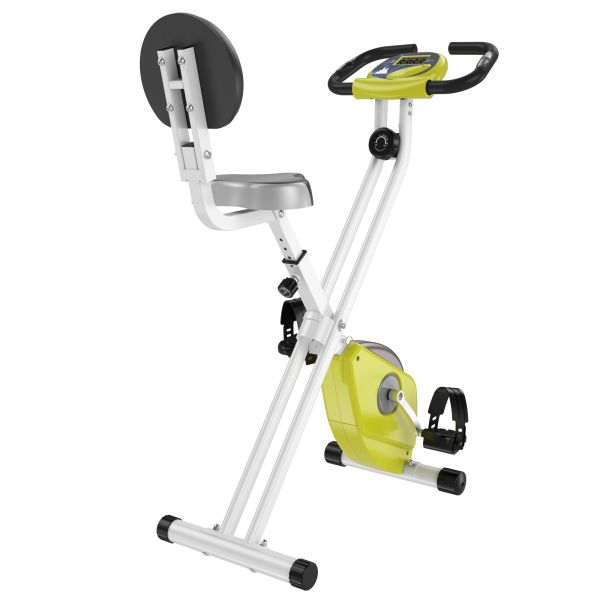 HOMCOM Heimtrainer Fahrradtrainer mit 8 stufig einstellbarem Magnetwiderstand Gelb+Weiß 43 x 97 x 10