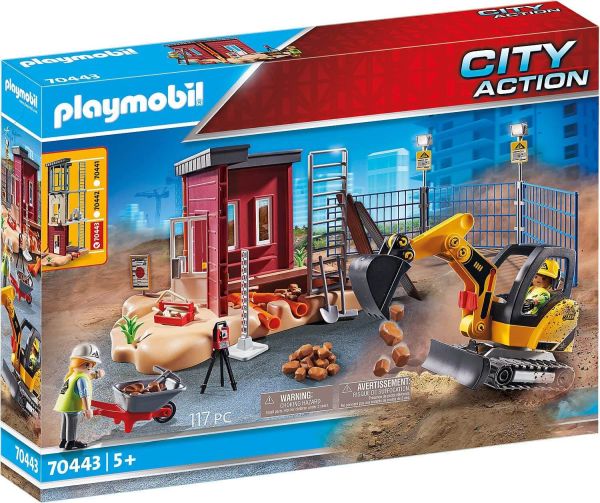 PLAYMOBIL City Action 70443 Konstruktions-Spielset Minibagger mit Bauteil ab 5 Jahren