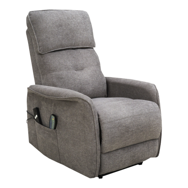 FEMO Elektrischer Massage TV Sessel mit Wärmefunktion Stoffbezug hellgrau