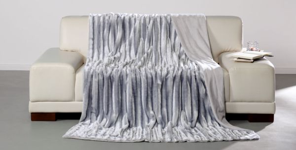 Dreamtex Luxus-Decke in Nerzfelloptik, ca. 150 x 200 cm - Silbergrau 