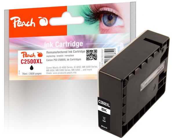 Peach Tintenpatrone schwarz ersetzt Canon PGI-2500XLBK