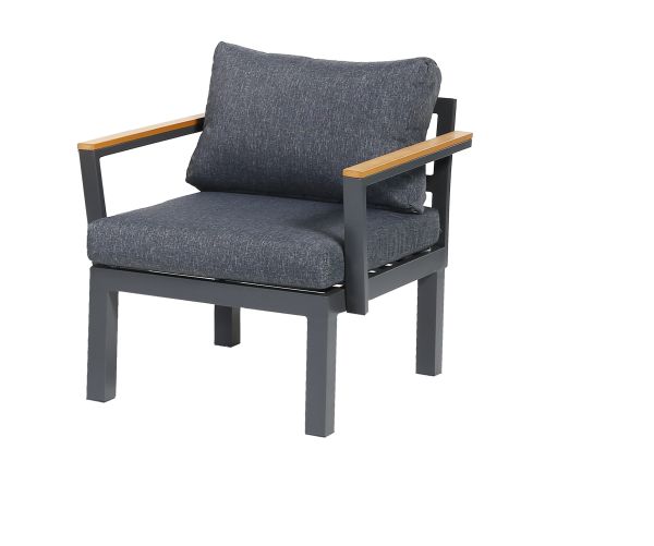 Aluminium Sessel Ambience, flexibel einsetzbar mit wasserabweisenden Kissen, Dunkelgrau / Dunkelgrau