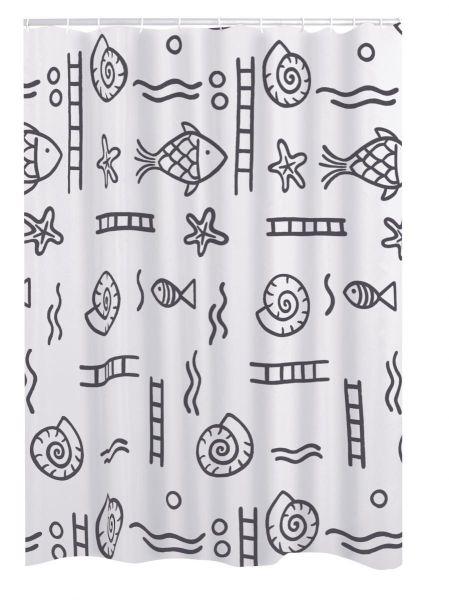 Duschvorhang Textil 240x180 cm Neptun grau