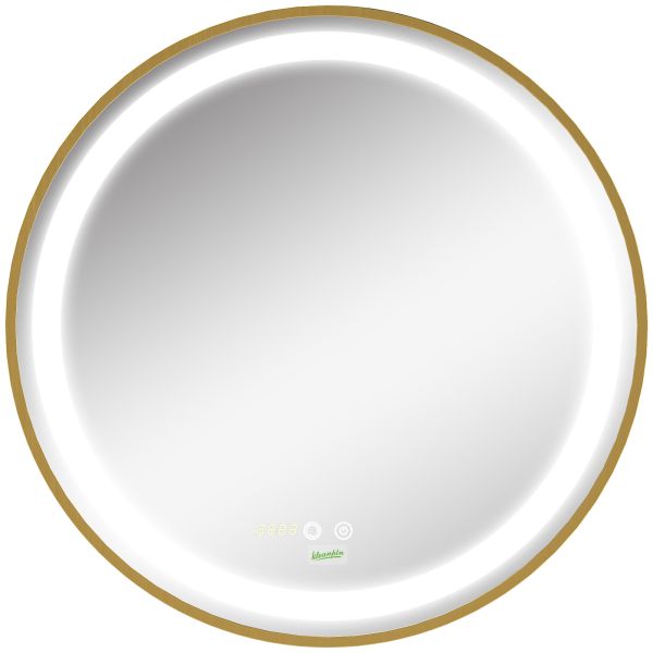 kleankin Badspiegel Wandspiegel mit LED-Leuchte Dimmbarer Badezimmerspiege, IP44