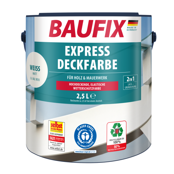 BAUFIX 2in1 Express Deckfarbe 2,5 L weiß