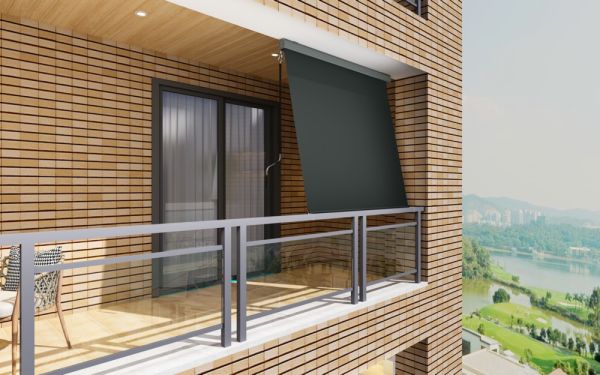 HC Home & Living Alu-Sonnenrollo Balkonmarkise Sichtschutz, ca. 200 x 300 cm - Anthrazit