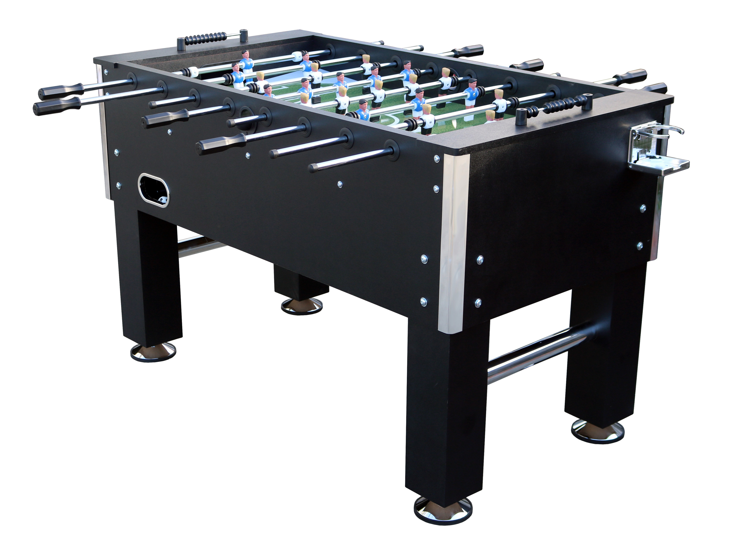Kicker Table 5“ Profi Kickertisch Tischfußball schwarz verchromte Spielstangen 