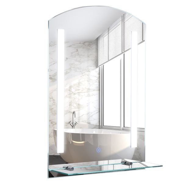 Badspiegel mit Ablage LED Lichtspiegel Badezimmerspiegel Wandspiegel 15W (Modell4) Wasserdicht 50 x