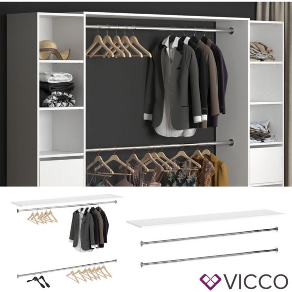 Vicco Kleiderschrank GUEST - Oberplatte Schrank Erweiterung mit Kleiderstange