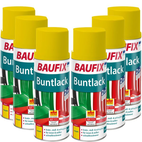 BAUFIX Buntlack Spray rapsgelb 6x 400ml