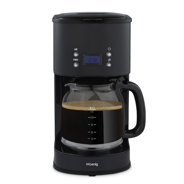 H.Koenig MG32 programmierbare Kaffeemaschine, 1,5L, Edelstahlgehäuse, 1000W, abnehmbarer Filterhalte