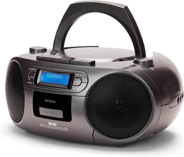 Aiwa BBTC-660DAB/MG Grau Tragbares Hifi Radio mit CD, Kassttendeck, Bluetooth,DAB+,USB