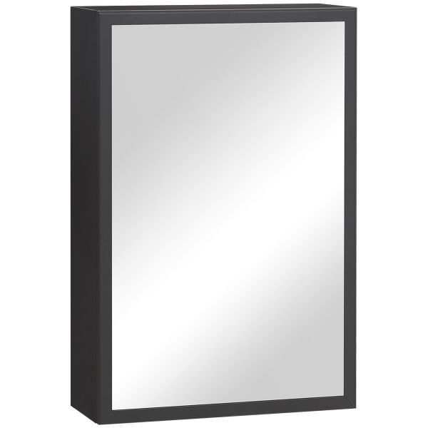 kleankin Spiegelschrank Badspiegelschrank mit 3 Schichten für Badezimmer Schwarz