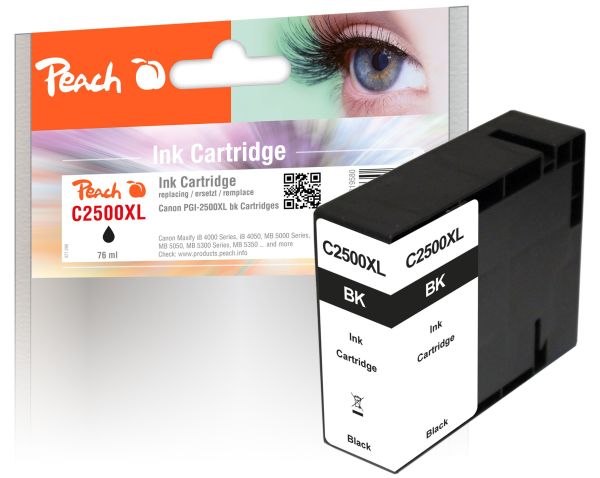 Peach XL-Tintenpatrone schwarz mit Chip kompatibel zu Canon PGI-2500, PGI-2500BK XL