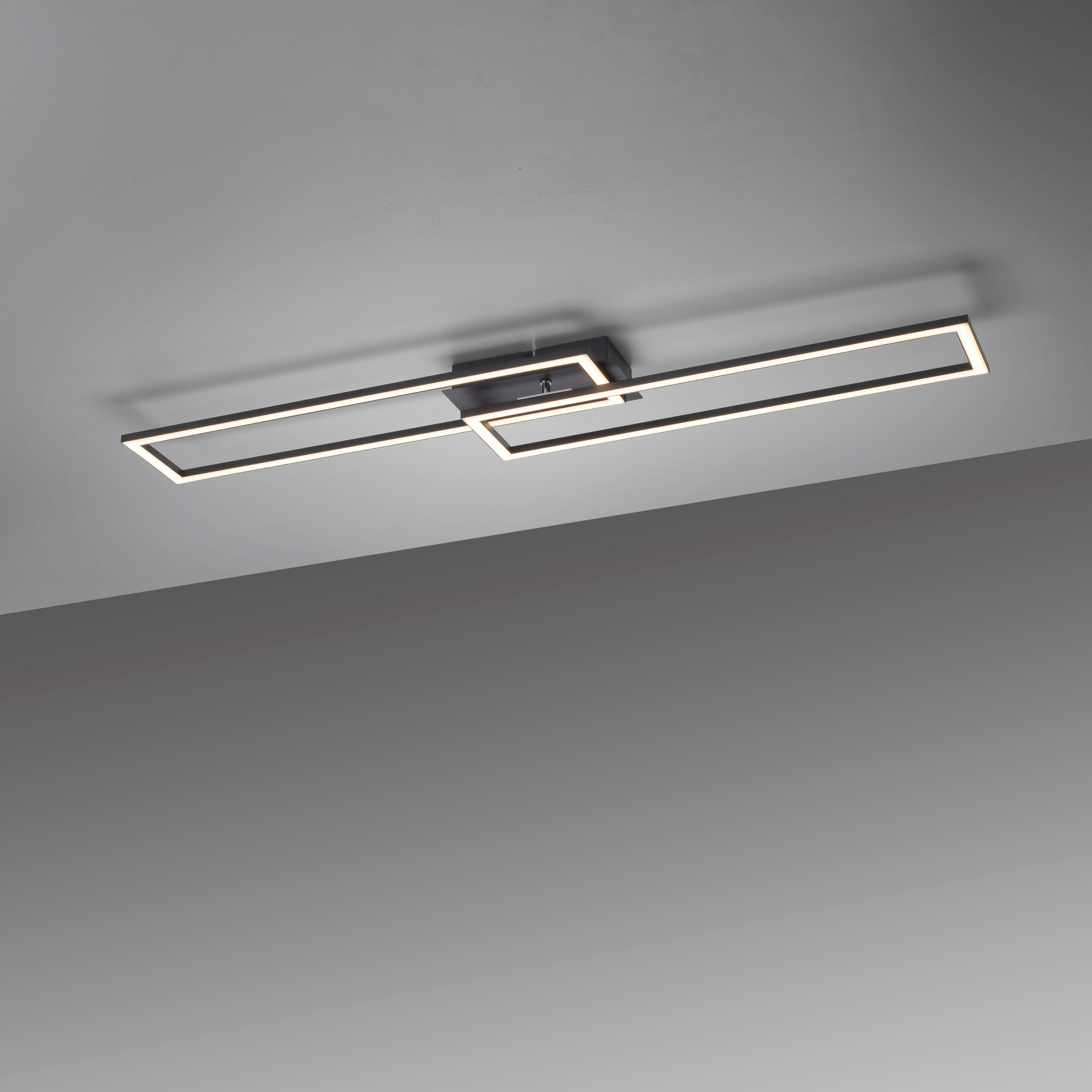 LeuchtenDirekt LED Deckenleuchte IVEN, 3-Stufen-Dimmer, ein drehbarer  Rahmen, schwarz, IP20 | Norma24