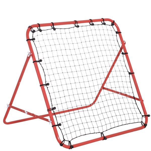HOMCOM Fußball Rebounder Kickback Tor Rückprallwand Netz Metallrohr+PE Gewebe Rot 96 x 80 x 96 cm