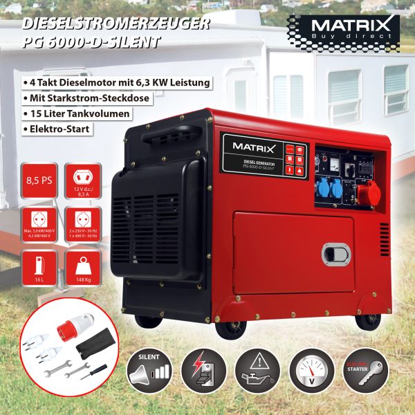 Matrix Diesel Stromgenerator PG 6000-D-Silent