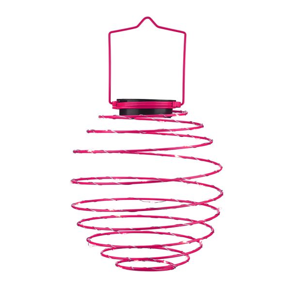 EZSolar LED Solar Spiral-Lampion, Ø 22cm, Pink