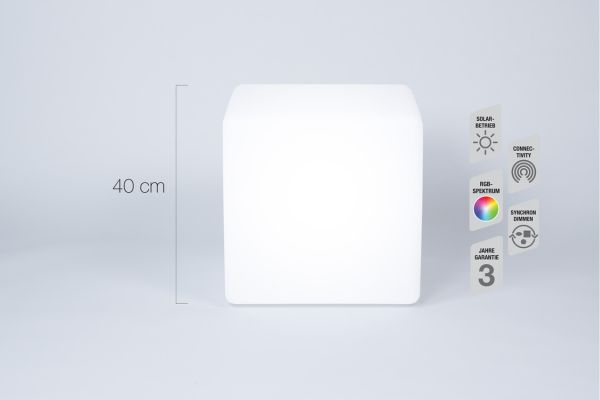 Telefunken RGB-LED Solar-Gartenleuchte Cube Connectivity 40 cm