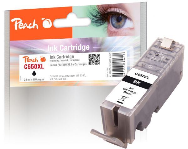 Peach XL-Tintenpatrone schwarz mit Chip kompatibel zu Canon PGI-550, PGI-550PGBK XL