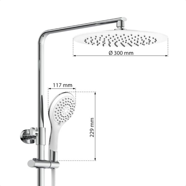 EISL Duschset GRANDE VITA Duschsystem mit Thermostat und Ablage, Chrom/Weiß