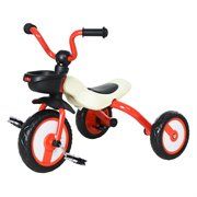 HOMCOM Kinderdreirad Dreirad Kinder Fahrrad Kinderfahrzeug Rad Lufthorn Baby Faltbar Rot 65 x 50 x 5