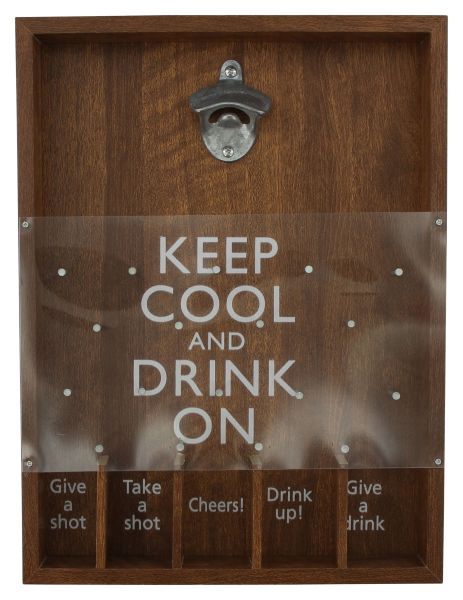 HomeLiving Trinkspiel "Keep Cool" Partyknaller Spiel, lustig, Holzkasten, Flaschenöffner