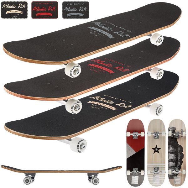 Deuba® Skateboard Mordern Art Atlantic Rift Wood 80 x 21 x 12cm schwarz