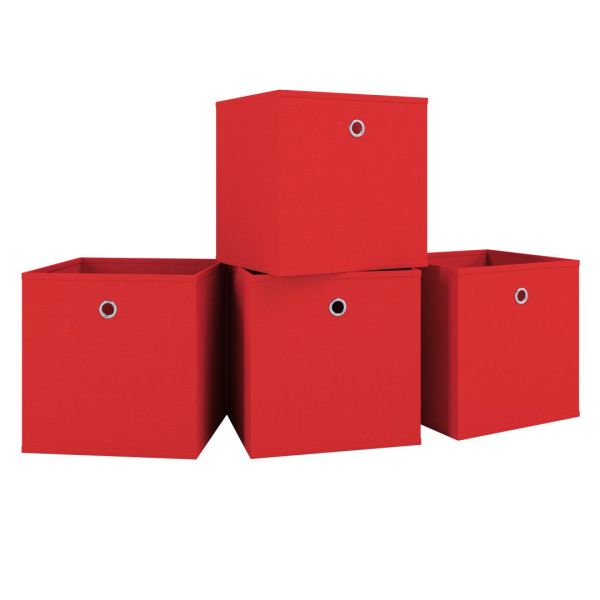 VCM 4er-Set Faltbox Klappbox "Boxas" - ohne Deckel Weiß-Natur
