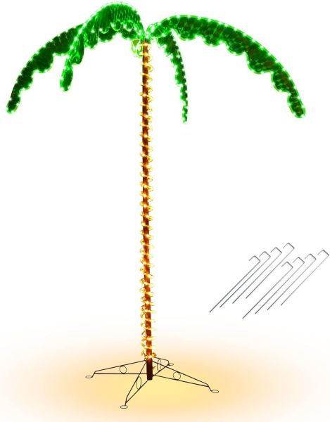 COSTWAY Künstliche beleuchtete Palme 218cm mit LED-Lichtern