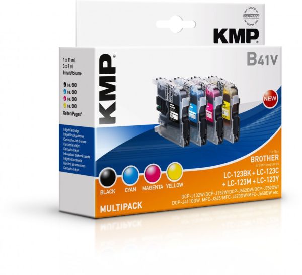 KMP B41V Tintenpatrone ersetzt Brother LC123BK, LC123C, LC123M, LC123Y