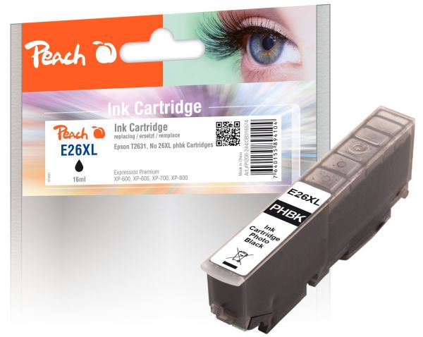 Peach Tintenpatrone HY foto schwarz kompatibel zu Epson No. 26XL pbk, T263140