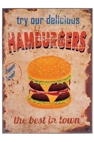 MyFlair Metallschild "Hamburgers"